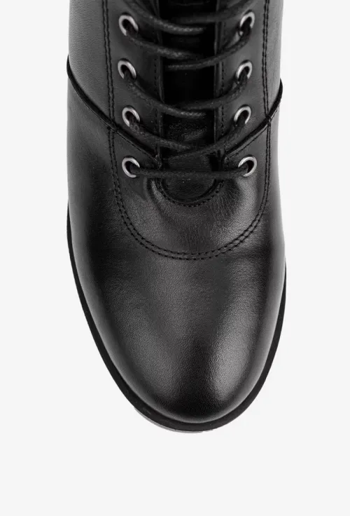Botine dama negre din piele naturala cu siret picture - 7