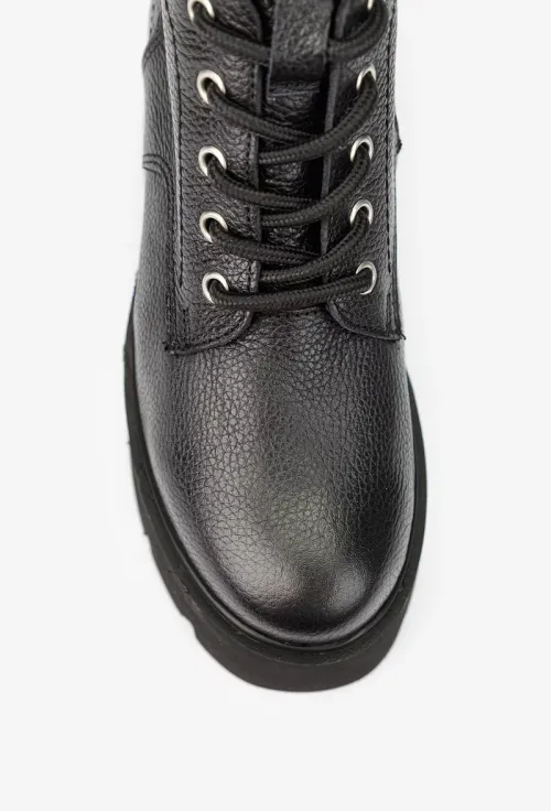 Botine dama negre din piele texturata cu platforma picture - 8