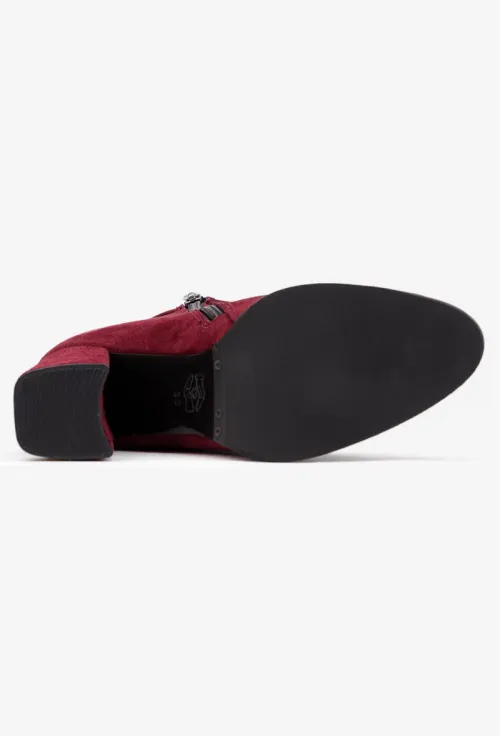 Botine dama NUR burgundy din piele intoarsa picture - 5