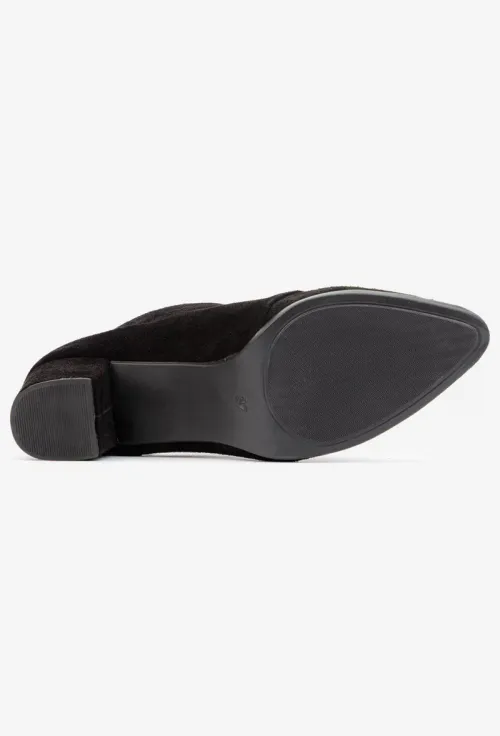 Botine dama NUR din piele intoarsa neagra picture - 6