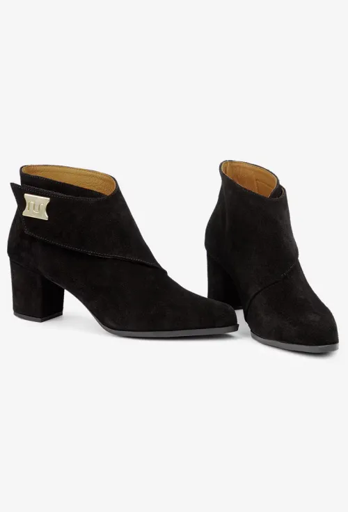 Botine dama NUR din piele intoarsa neagra picture - 7