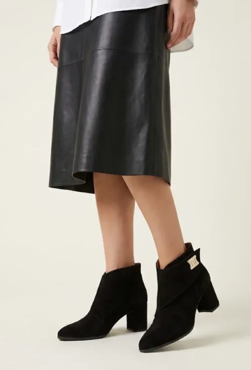 Botine dama NUR din piele intoarsa neagra picture - 3
