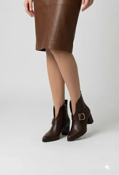 Botine dama NUR din piele naturala bordo picture - 2