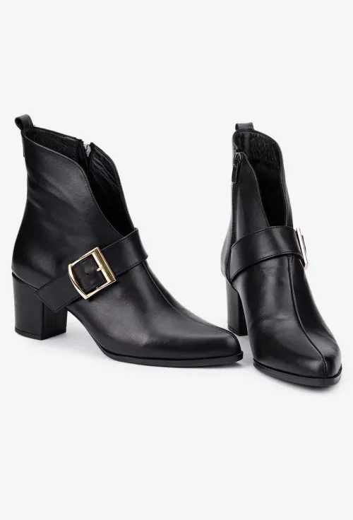 Botine dama NUR din piele naturala neagra picture - 6