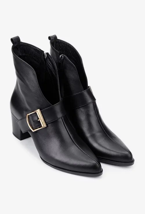 Botine dama NUR din piele naturala neagra picture - 3