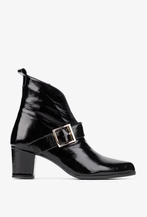 Botine dama NUR din piele neagra lacuita picture - 4
