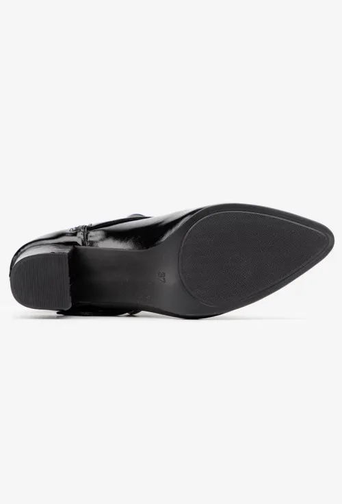 Botine dama NUR din piele neagra lacuita picture - 6