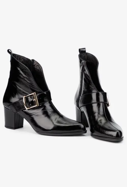 Botine dama NUR din piele neagra lacuita picture - 7