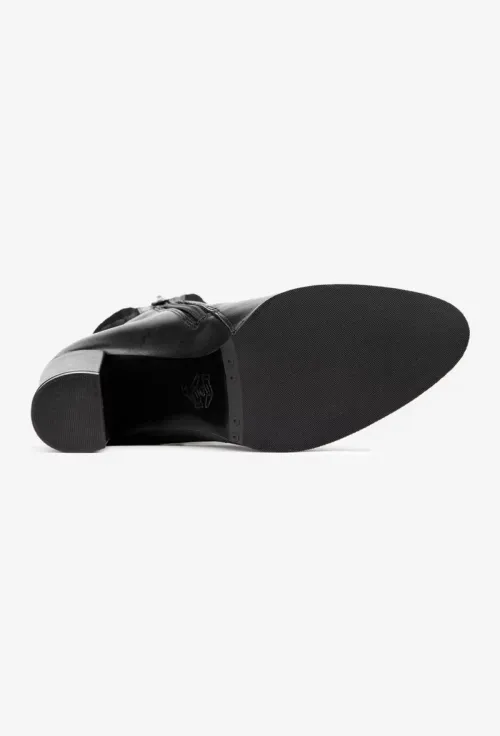 Botine dama NUR negre din piele naturala si material textil picture - 5