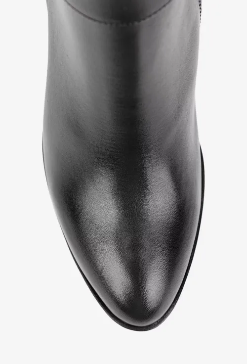 Botine dama NUR negre din piele naturala si material textil picture - 7