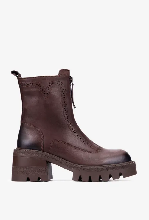 Botine dama NUR realizate din piele naturala maro picture - 2