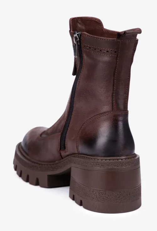 Botine dama NUR realizate din piele naturala maro picture - 3