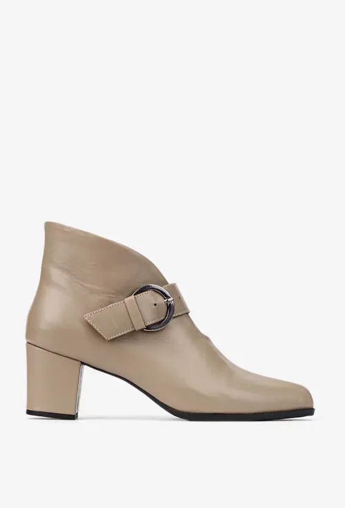 Botine dama NUR taupe din piele naturala picture - 3