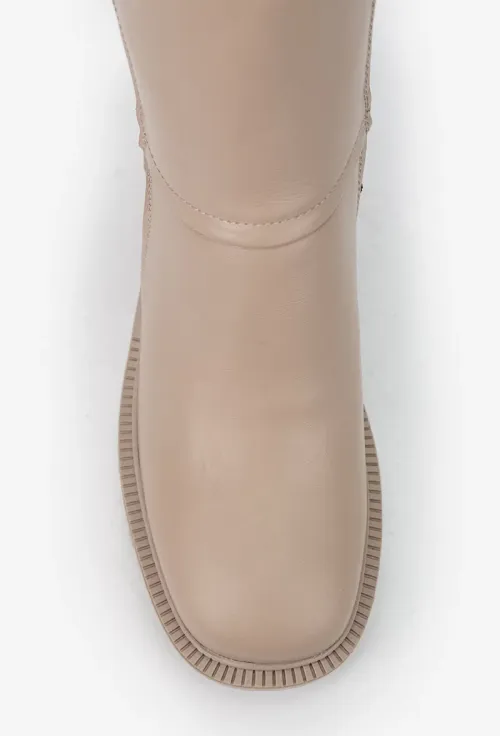 Botine dama NUR taupe din piele prevazute cu doua fermoare picture - 7
