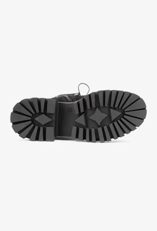 Cizme dama negre din piele nabuc si material textil picture - 5
