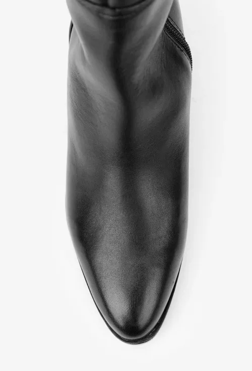 Cizme dama negre din piele naturala cu toc picture - 8