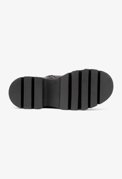 Cizme dama negre din piele naturala si material textil picture - 5