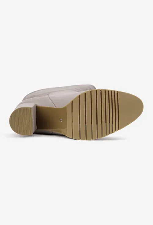 Cizme dama NUR fronsate din piele naturala taupe picture - 5