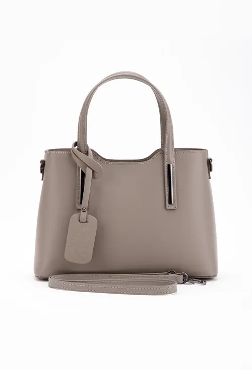 Geanta dama din piele naturala taupe picture - 5