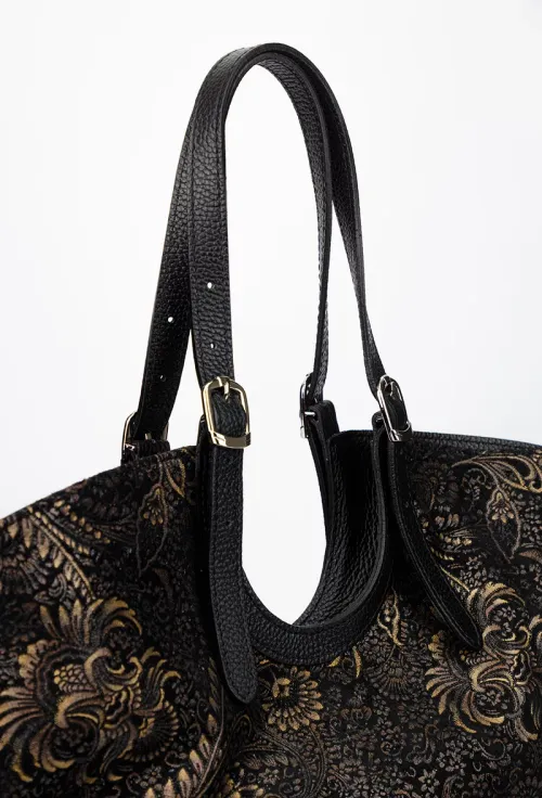 Geanta dama din piele neagra cu imprimeu picture - 4