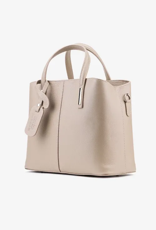 Geanta dama din piele texturata taupe picture - 3