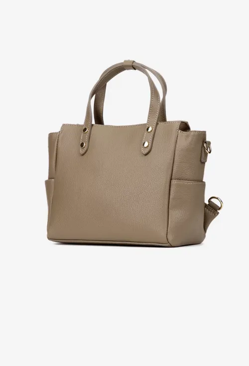 Geanta dama din piele texturata taupe picture - 2