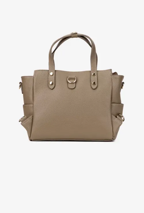 Geanta dama din piele texturata taupe picture - 3