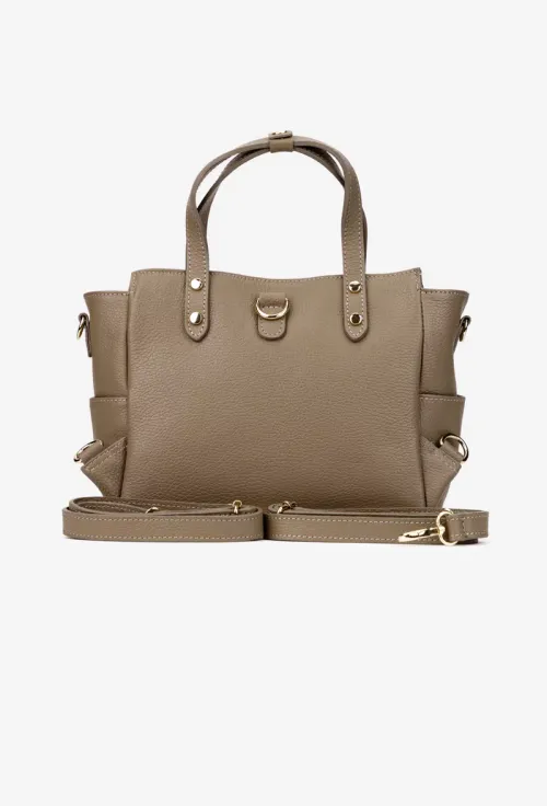 Geanta dama din piele texturata taupe picture - 4
