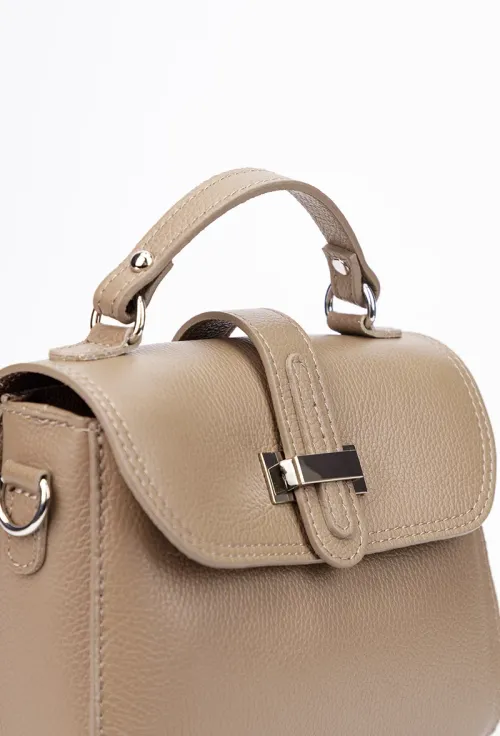 Geanta dama din piele texturata taupe picture - 3