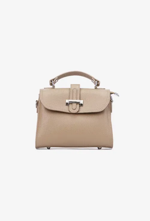 Geanta dama din piele texturata taupe picture - 2