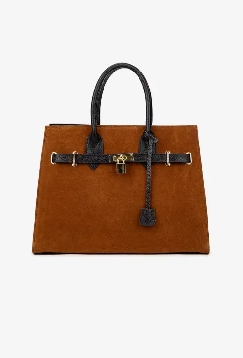 Geanta dama maro cu negru din piele cu accesoriu lacat picture - 4