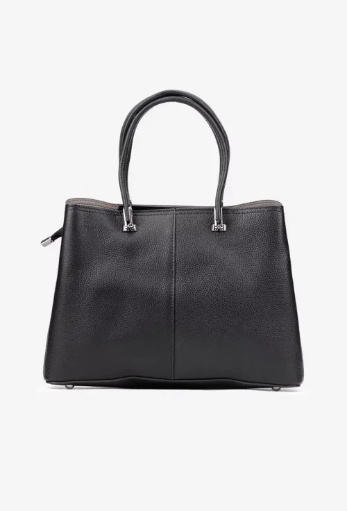 Geanta dama neagra din piele texturata cu ornament picture - 4