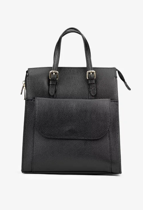 Geanta dama neagra realizata din piele texturata picture - 2