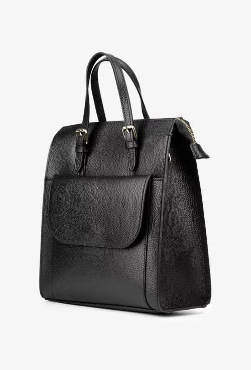 Geanta dama neagra realizata din piele texturata picture - 3