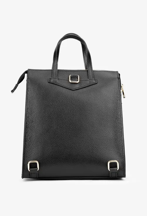 Geanta dama neagra realizata din piele texturata picture - 4