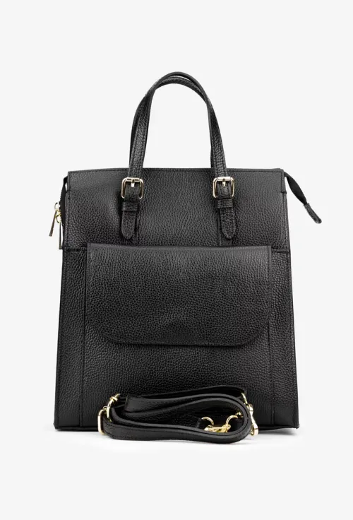 Geanta dama neagra realizata din piele texturata picture - 5