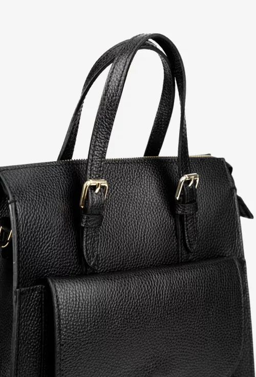 Geanta dama neagra realizata din piele texturata picture - 6