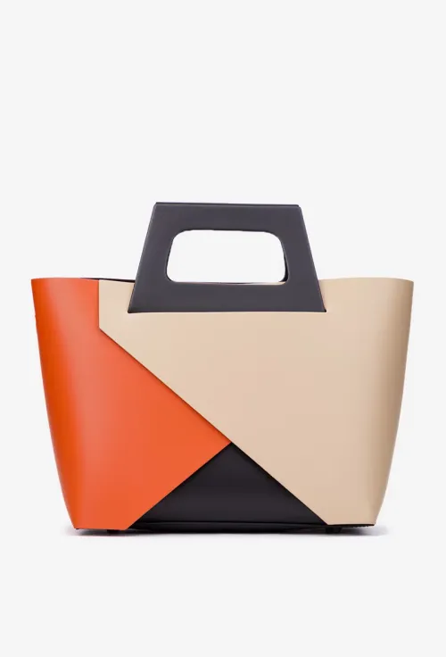 Geanta dama shopper din piele naturala multicolora picture - 3