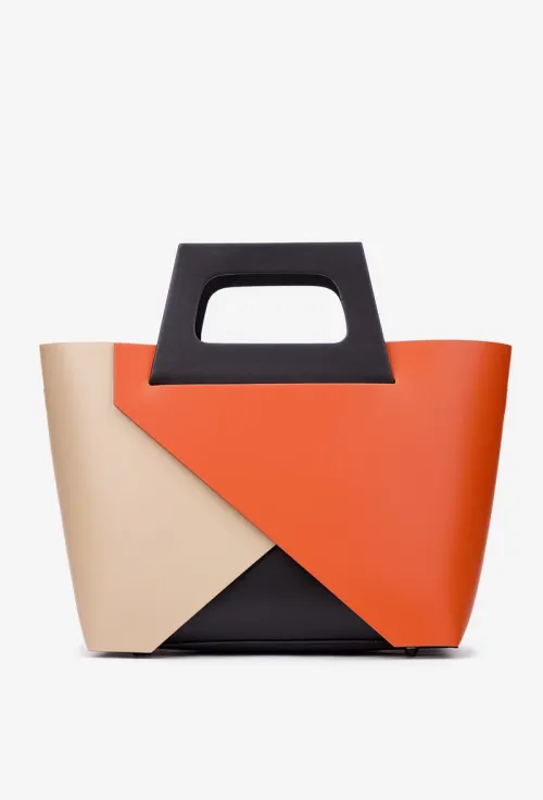 Geanta dama shopper din piele naturala multicolora picture - 5