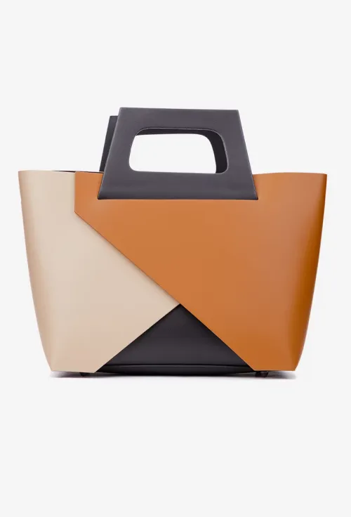 Geanta dama shopper din piele naturala multicolora picture - 5