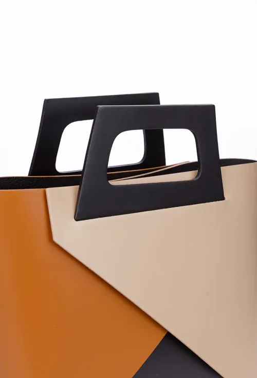 Geanta dama shopper din piele naturala multicolora picture - 4