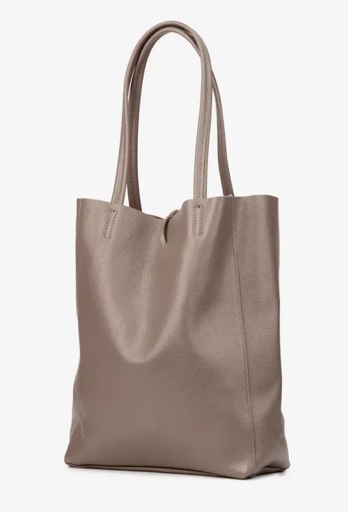 Geanta dama shopper din piele texturata taupe picture - 2