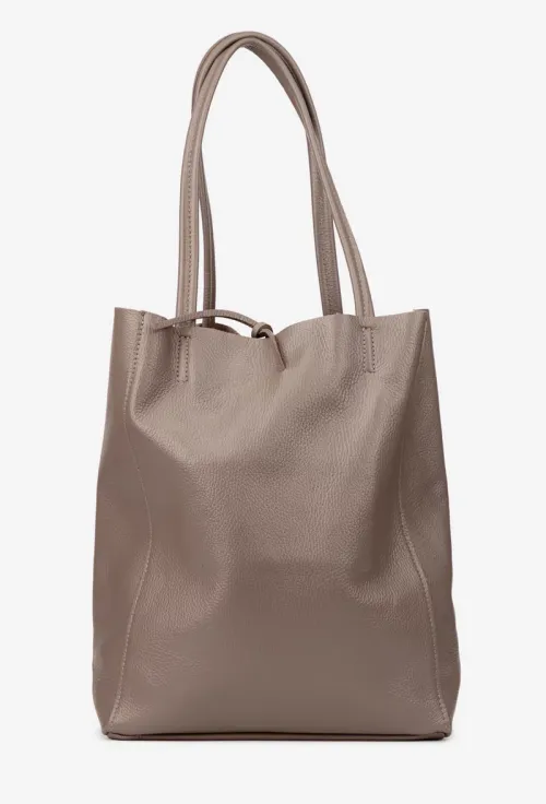 Geanta dama shopper din piele texturata taupe picture - 3