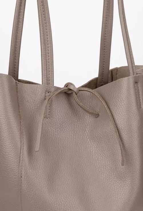 Geanta dama shopper din piele texturata taupe picture - 4