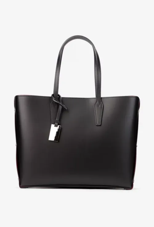 Geanta dama shopper neagra din piele naturala picture - 2