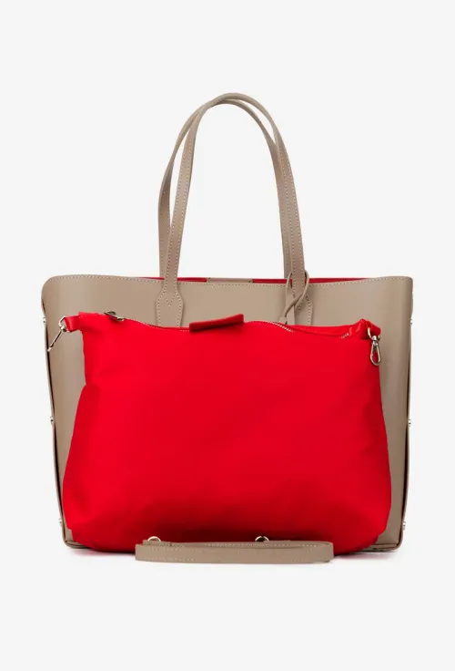 Geanta dama shopper taupe din piele naturala picture - 5