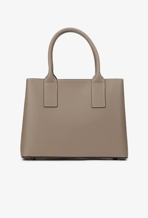 Geanta dama taupe din piele naturala picture - 4
