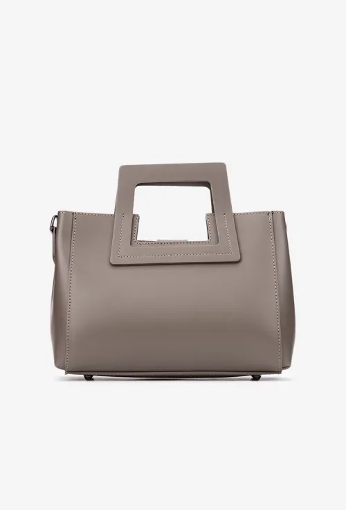 Geanta dama taupe din piele naturala picture - 2