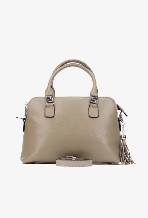 Geanta dama taupe din piele texturata picture - 6