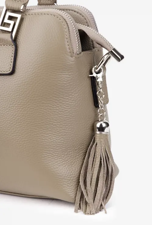Geanta dama taupe din piele texturata picture - 4